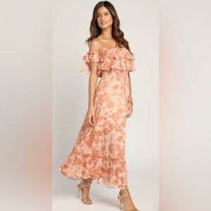 Lulus Love and Blooms Blush Floral Print Off-the-Shoulder Dress